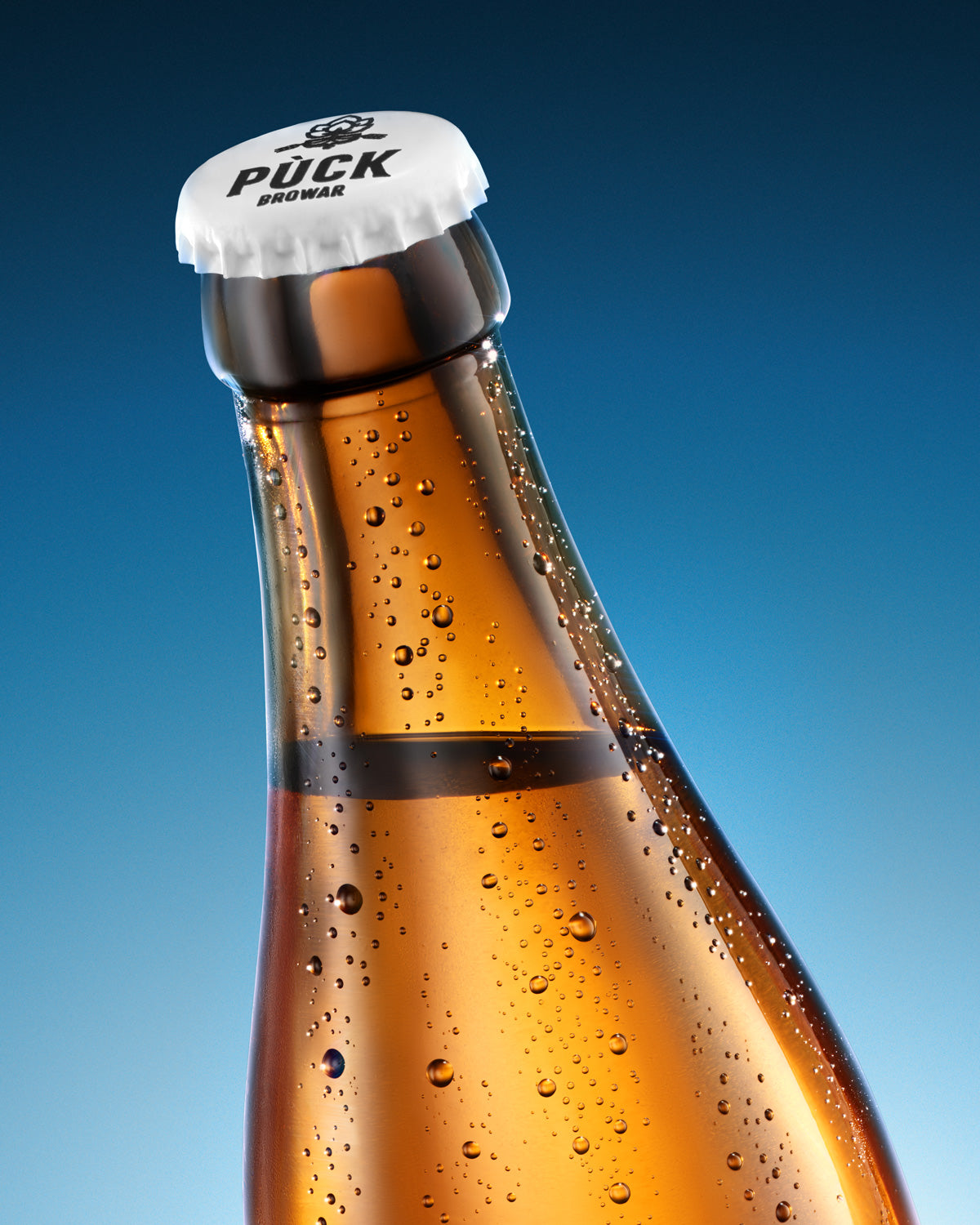 Szyjka butelki z dedykowanym kapslem Browar Puck piwa Earl Grey IPA
